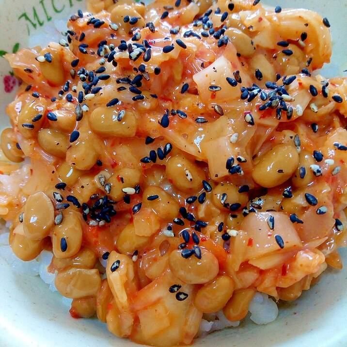 納豆の食べ方-甘酢キムチ♪